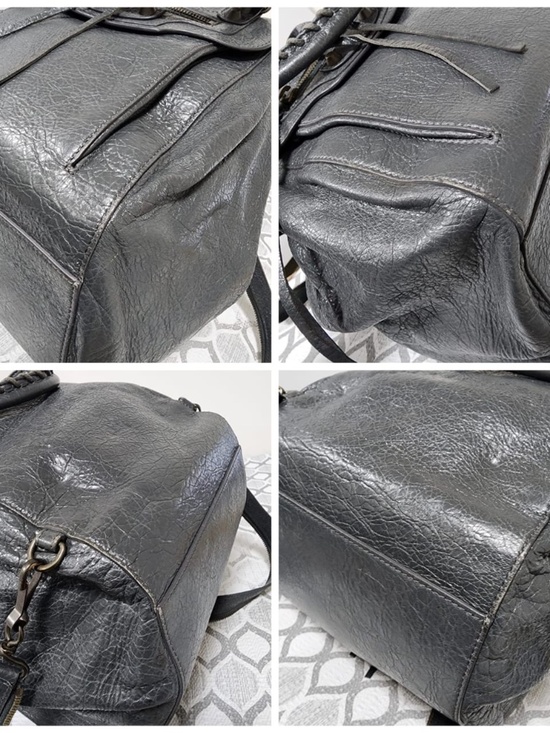Authentic BALENCIAGA Agneau Classic Hardware Zip Traveler Backpack Grey main image 4